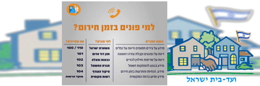 ועד-בית ישראל: פינוי המיקלט והכנתו לשעת חירום